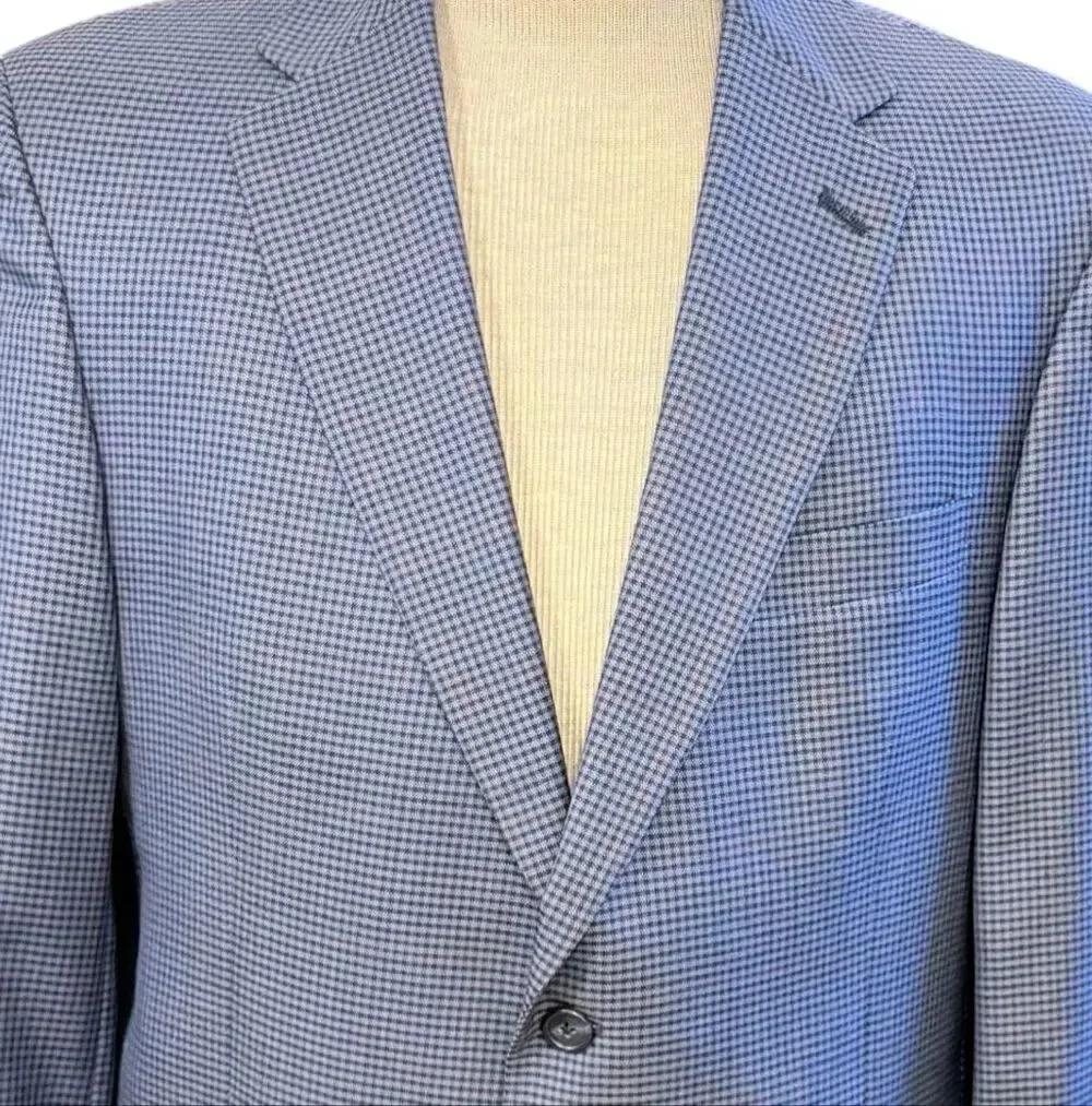 Hart Schaffner Marx Two-Button Blazer/Sport Coat Blue Micro-Houndstooth 42S